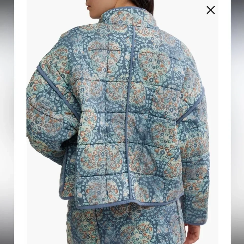 Free People Women's Chloe Cotton Floral Quilted Jacket Size Small - Picture 5 of 10